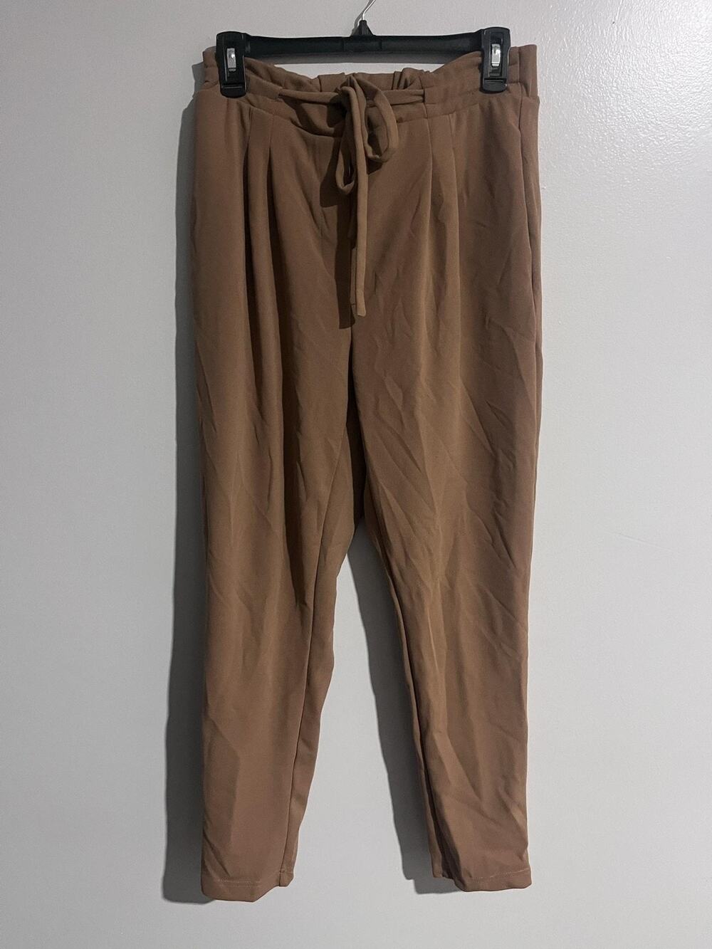 Streetwear Society Pants Womens L Brown Jogger Pleated Relaxed Fit Drawstring